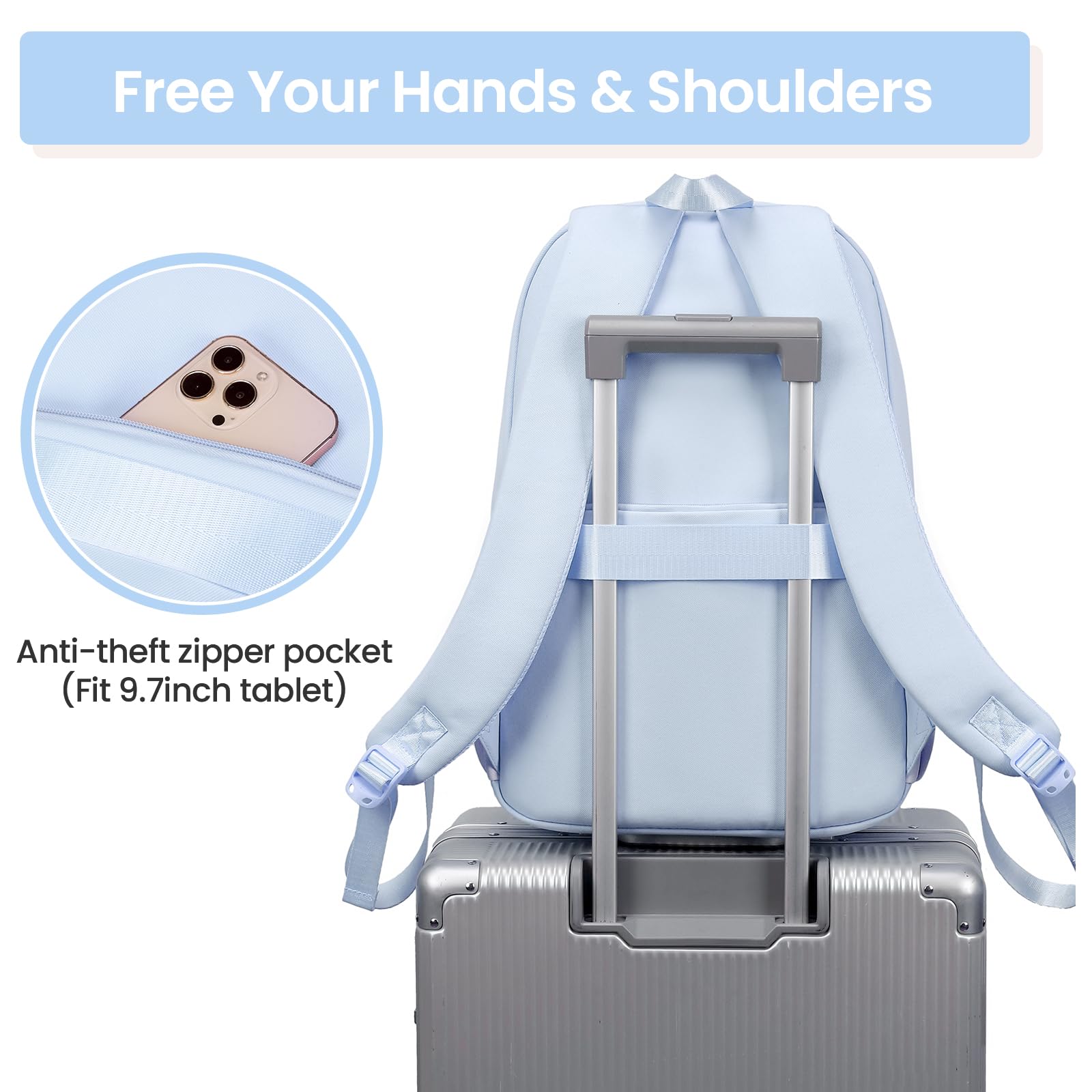 Tanou Cartable Fille Primaire, 20 Litres Sac a Dos College Fille Cartable Kawaii avec Pendentif, Léger Sac Ecole Primaire pour Enfants de 7 à 14 ans