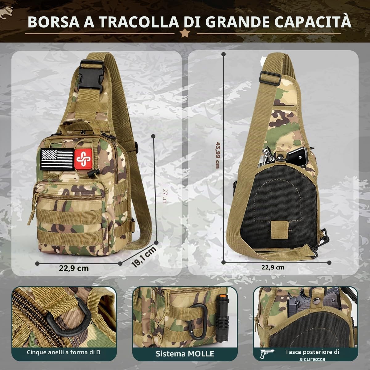 Kit di sopravvivenza, 262 pezzi attrezzi di sopravvivenza e forniture con borsa di pronto soccorso e borsa a tracolla, kit di emergenza con tenda, martello da campeggio, pala di sopravvivenza con