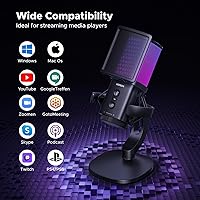 Vista 8 de UGREEN Micrófono USB para juegos para transmisión y chat de voz, micrófono de condensador de 24 bits/96 kHz con silencio rápido, monitoreo