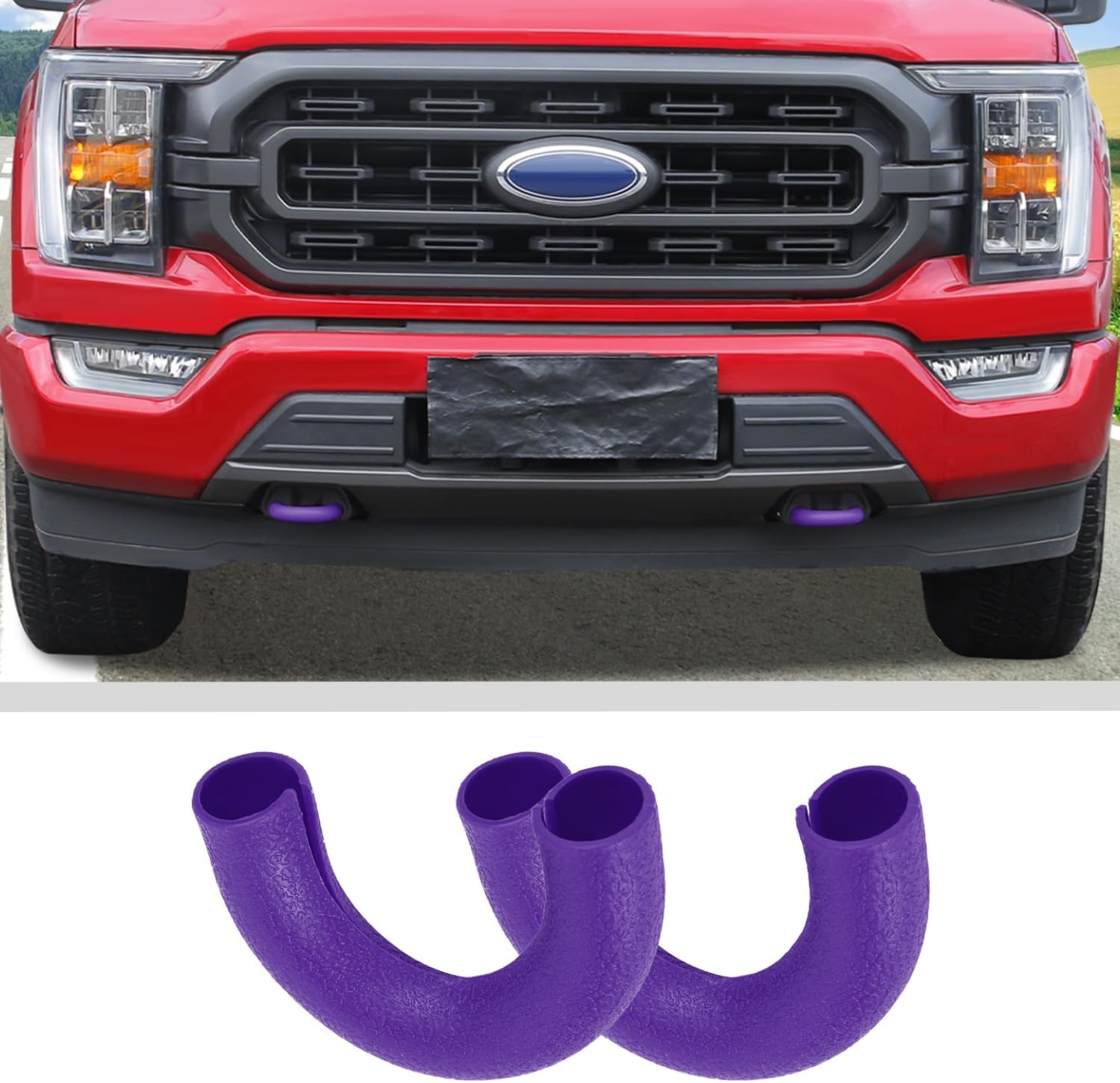 JWWY Entrance Bumper Tow Hook Covers Tow Trailer Hitch Receiver Cowl Towing Hitch Rubber Sleeve Protector Cowl Trim Match for 2004-2024 Ford F150,2017-2021 Tundra,for 2021-2024 Bronco Equipment Purple