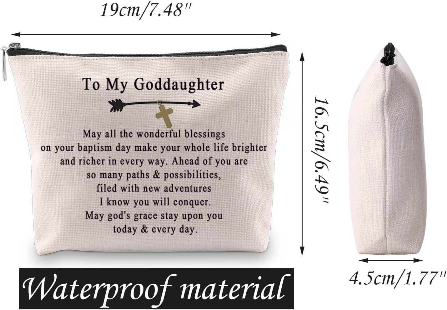 Goddaughter Makeup Bag Goddaughter Baptism Gift to My Goddaughter Cosmetic Pencil Pouch
