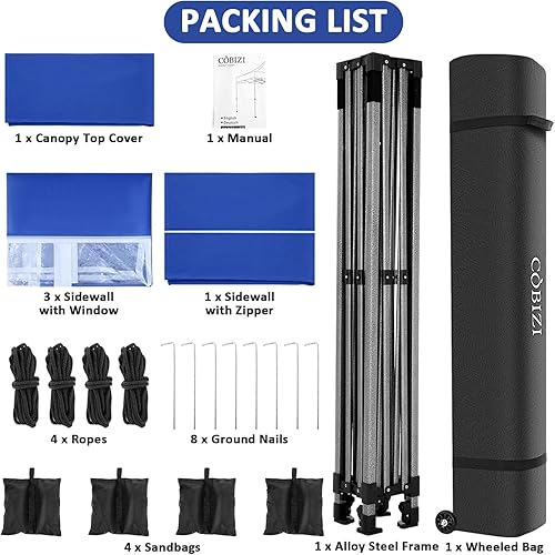 Miniatura 409 de COBIZI - Toldo desplegable de 10 x 10 pies, 4 paredes laterales, FPU 50+ para todo el año, resistente al viento, impermeable, uso comercial, Gris