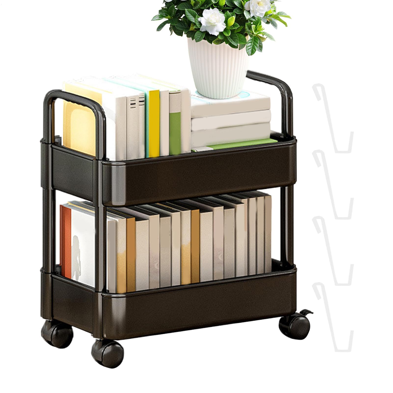 Regulowany wózek na książki na kółkach – mobilny stojak do czytania na podręczniki literatura wózek transportowy idealny do szkół i bibliotek poprawia naukę