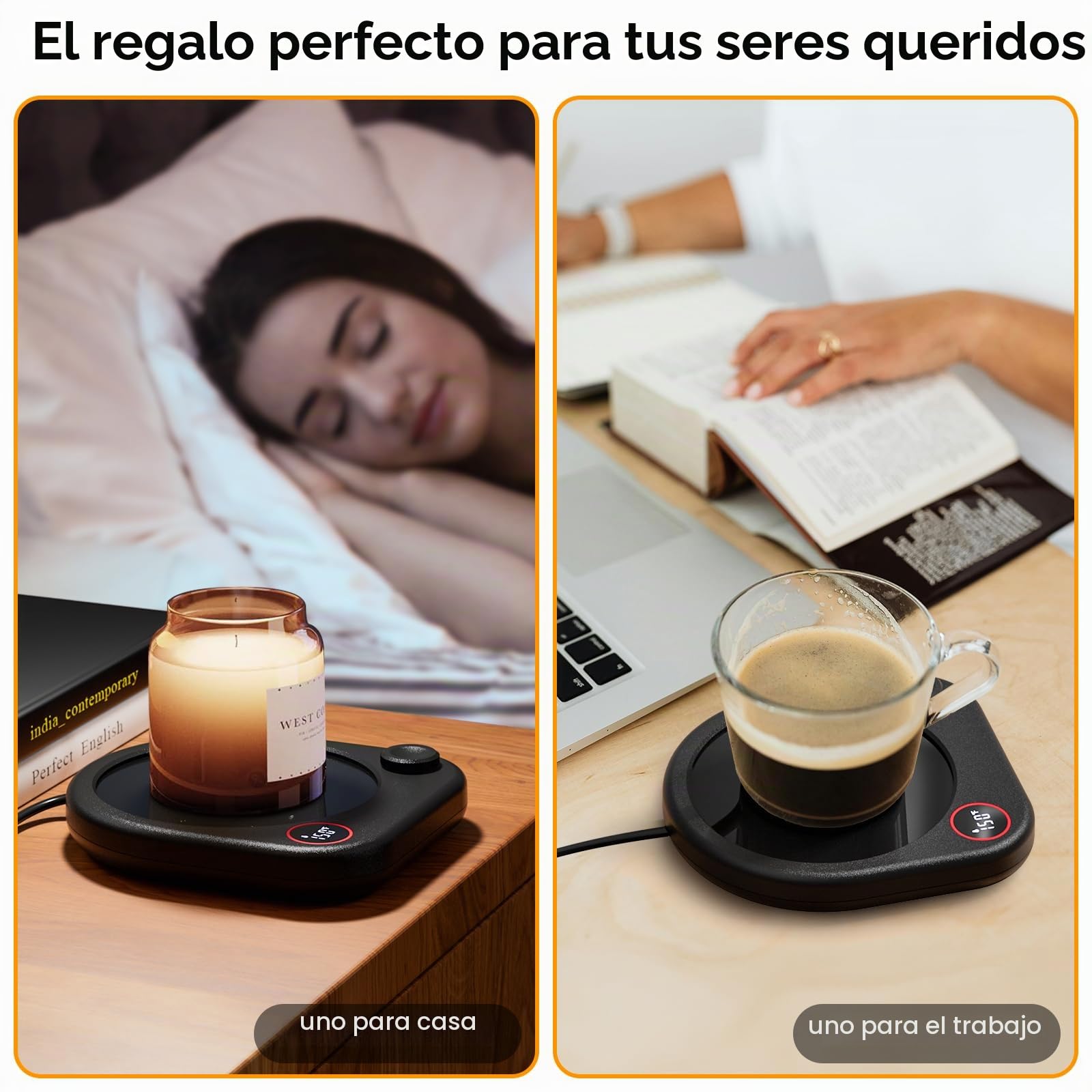 Calentador De Tazas De Café Para Escritorio, Calentador Eléctrico De Tazas Para Bebidas De Té Y Leche, Placa Calefactora Con Temporizador De Apagado Automático Y Vela De Cera, Accesorio De Regalo