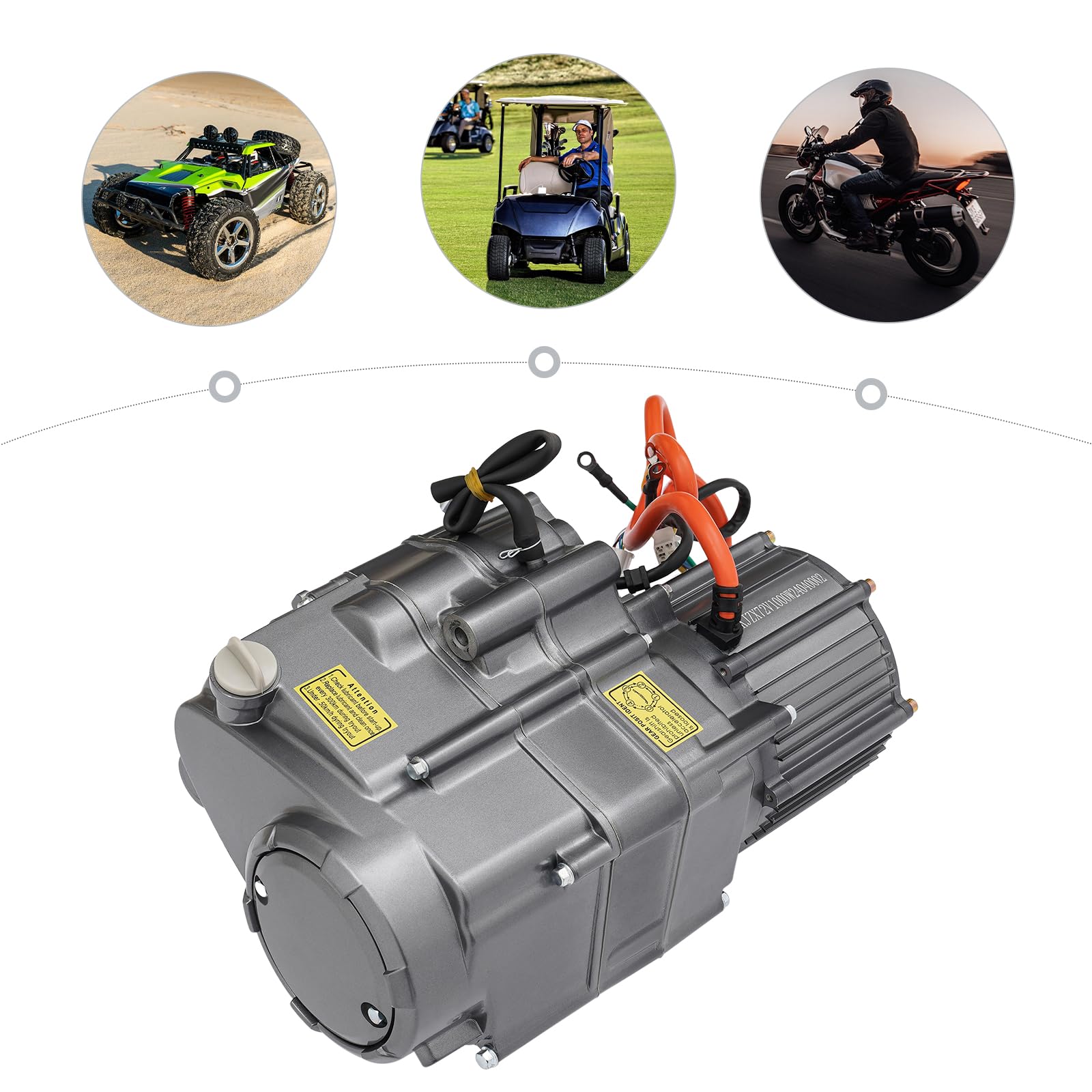Kit motore elettrico da 1000 W, 72 V, per ATV Go-Kart, motore DC brushless con frizione auto a 4 marce e retromarcia, kit di conversione per veicoli elettrici, grigio