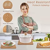 Vista 18 de Cork Hot Pads for Kitchen,4 Pack High Density Thick CorkTrivets for Hot Dishes 8" Heat Resistant Large Cork-Coasters Placemats for Table, Kitchen