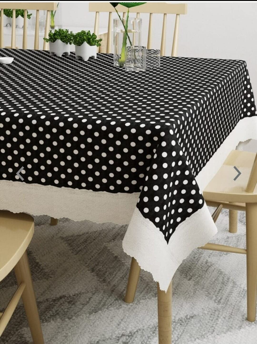 CASA-NEST PVC PVC Rectangular Printed Center Waterproof 4 Seater Table Cover, Size- 40x60 inch (Width x Length, Pack of 1), Multicolour - printed001 (40X60, Black DOT)