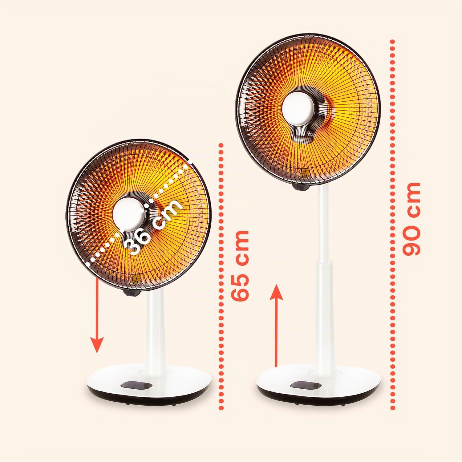Wintem Stufa a Parabola 35cm con Telecomando e Timer Fino a 7,5 Ore con Potenza Regolabile 400/900W - Comdo Display Led per un Controllo Veloce e Intuitivo - Basso Consumo con Altezza 35cm