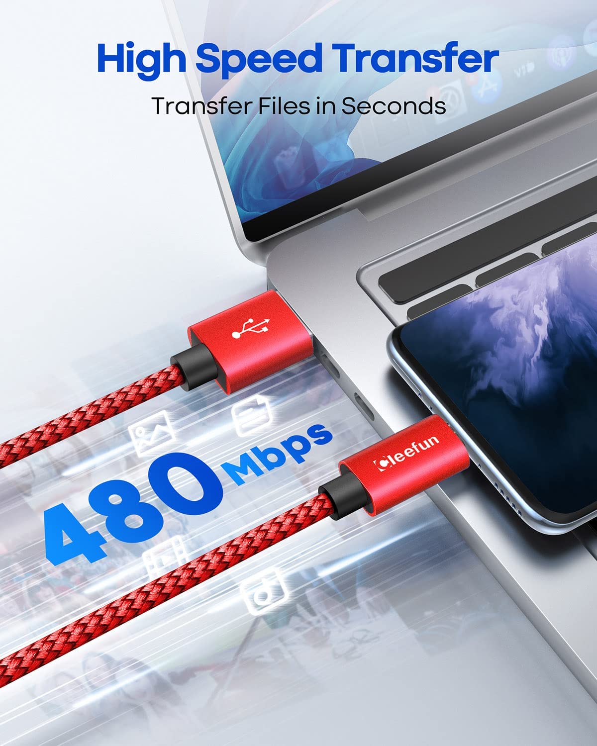 CLEEFUN Cavo USB C [3 M 2Pack] 3A Cavo di Ricarica USB C Nylon Tipo C Cavo di Ricarica Rapida Compatibile con Galaxy S10 S9 S22 S21 S20 fe S8 Plus. A52s A52 A12 A13 A50 A51