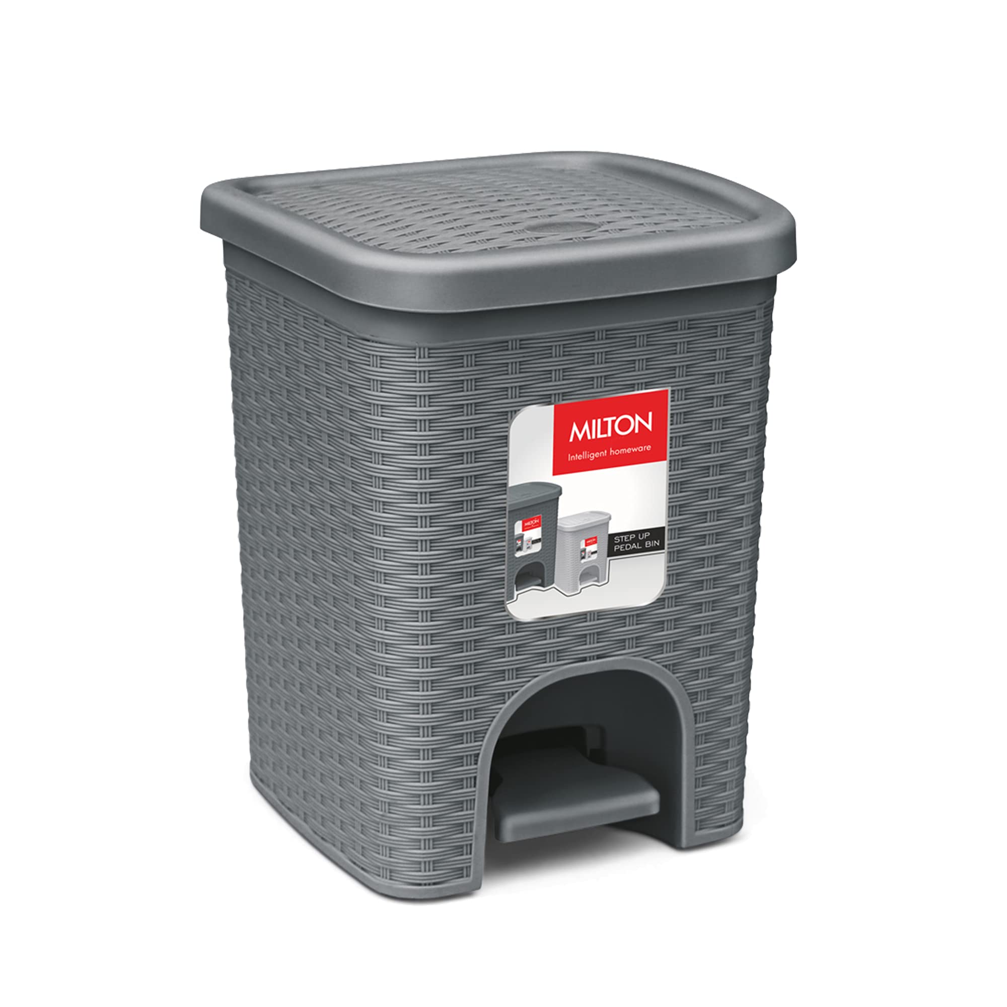MILTON Step Up Pedal Plastic Dustbin with Inner Bucket & Lid, Hands Free Foot Bin – Stylish and Practical Trash Can for Any Room, Medium, 6 Litre, Grey (B07TB7ZN6M) Amazon Price History, Amazon Price Tracker