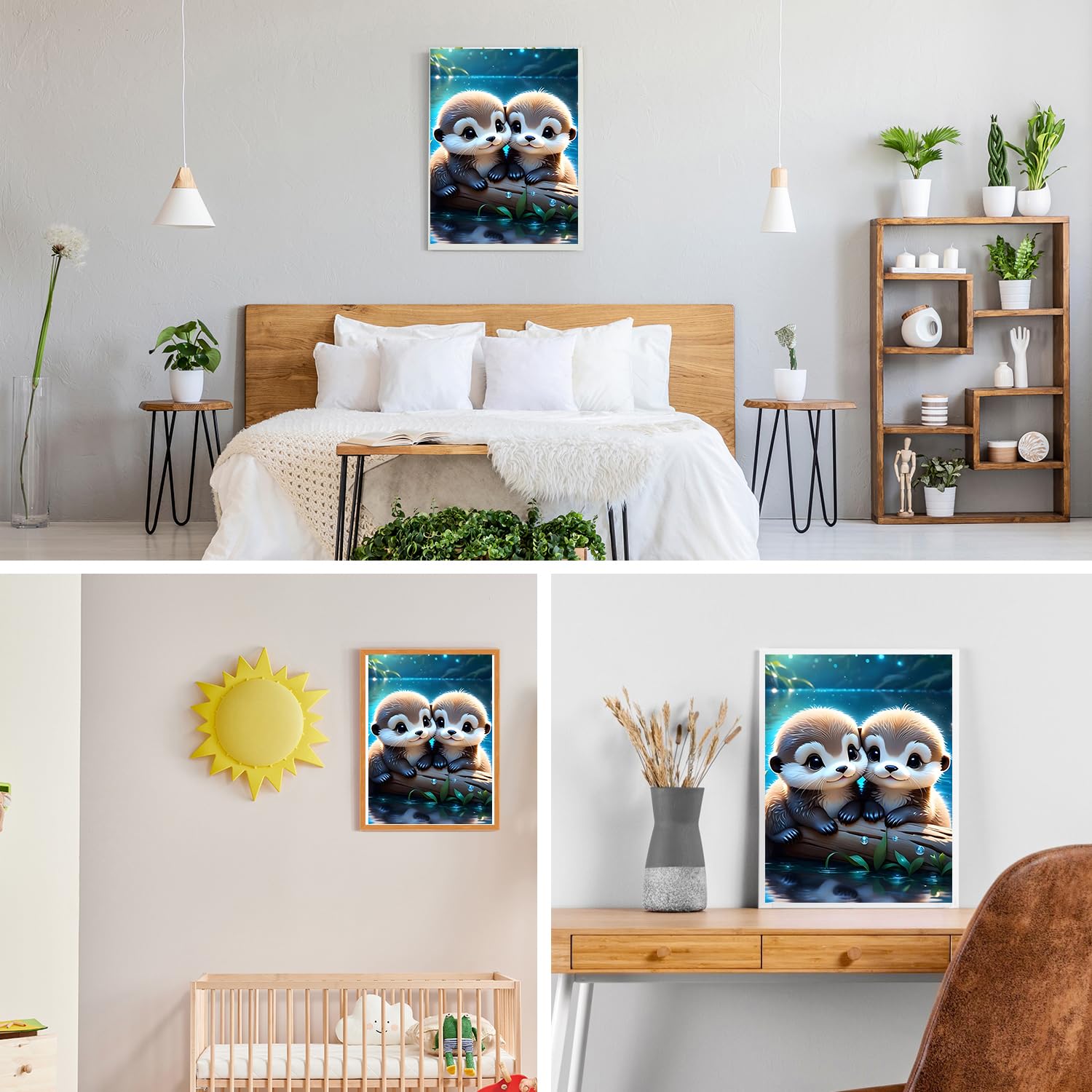 DIY 5D Peinture Diamant Kit Loutre 30x40cm/12 * 16in Complet Foret Point De Croix Cristal Strass Broderie Diamond Painting Kits Adulte/Enfant Full Drill Bicolage Artisanat Muraux Décor à La Maison