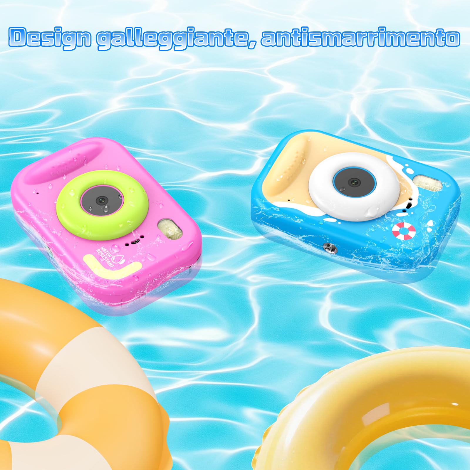 Macchina Fotografica Bambini, 1080P Macchina Fotografica Subacquea Professionale Bambini con 2,4" Schermo, 32GB Scheda, 10M Fotocamera Impermeabile Digitale Regalo per Bambini da 3-12 Anni - 3