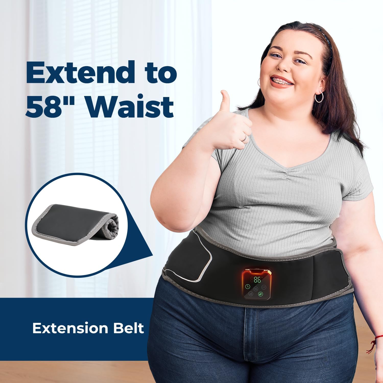 Heating Pad for Back with Auto-Inflatable Massager, 58’’ Cordless Lower Back Massager with 3 Vibration and 4 Heat, Portable Heated Pads for Back Pain Relief, Gifts for Women Men Family