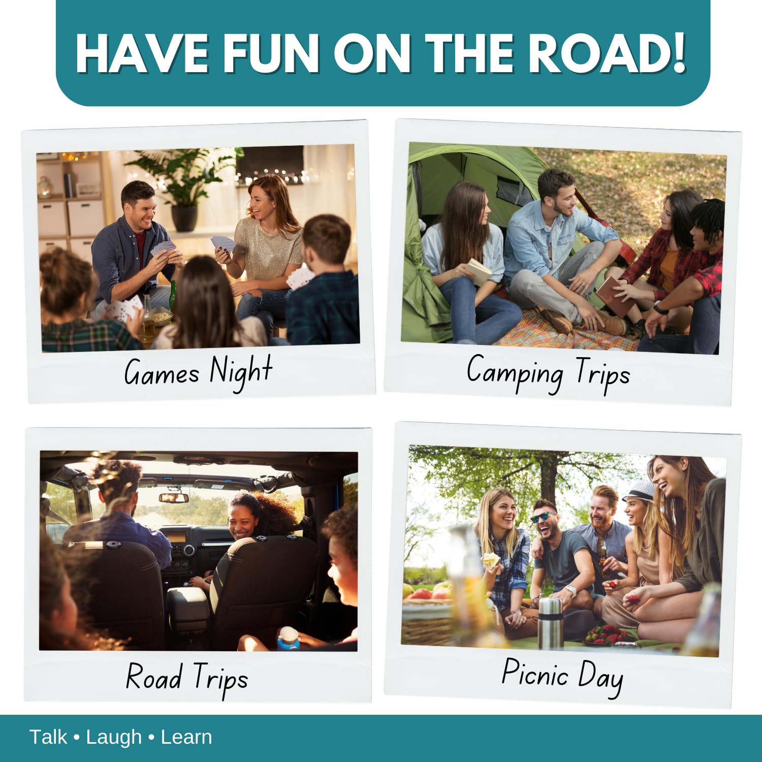 WORD TEASERS Road Trip America - 150 Conversation Starter Cards, Family Travel Trivia Game About USA Destinations