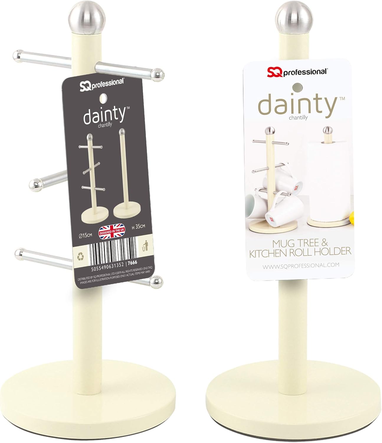 SQ Professional Dainty Mug Tree and Kitchen Roll Holder Stand Set