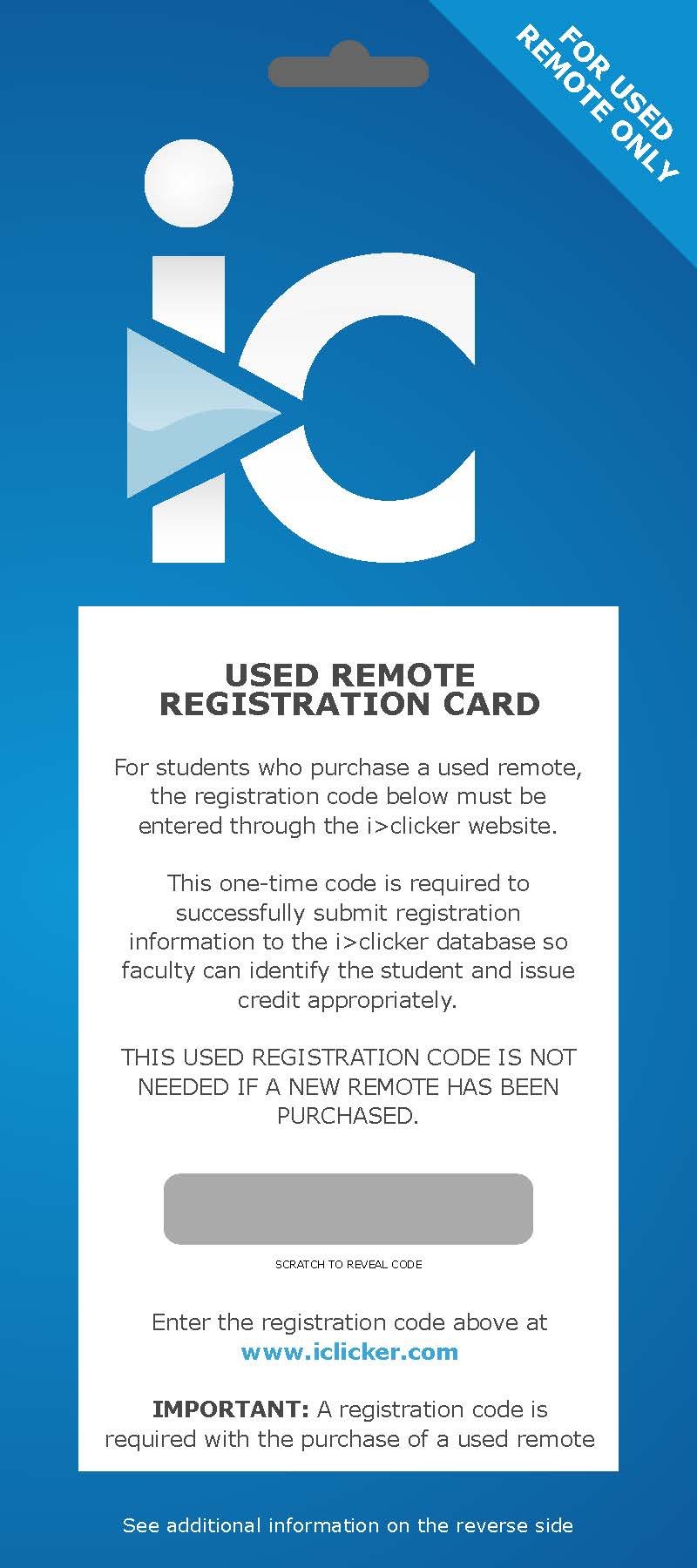 Used Remote Registration Access Card