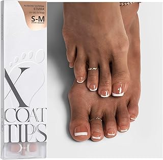BTArtboxnails XCOATTIPS Toe Nail Tips - 160Pcs Short French Toe Nail Press Ons, French Tip Press On Toenails Brown Base, Soak Off False Toe Nail Extensions