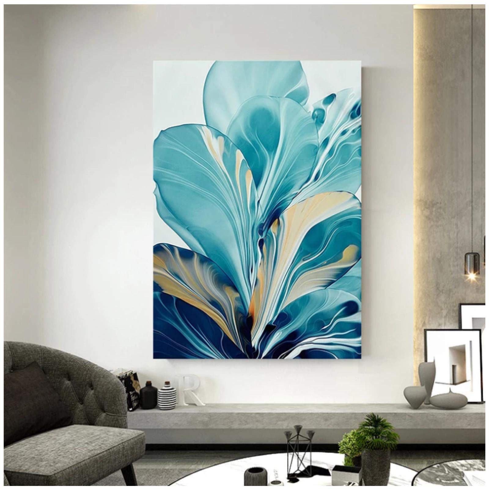 Amazon｜アートパネル 青い植物キャンバス絵画イーベイポスターと
