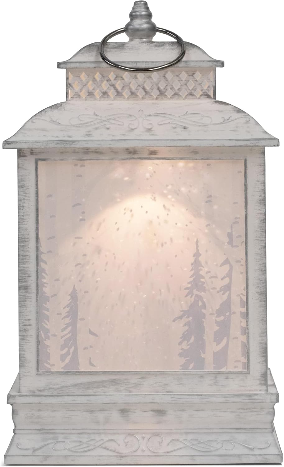 DEMDACO Distressed White Brown Deer Scene Musical LED 6 x 11 Acrylic Christmas Decorative Tabletop Snow Water Globe