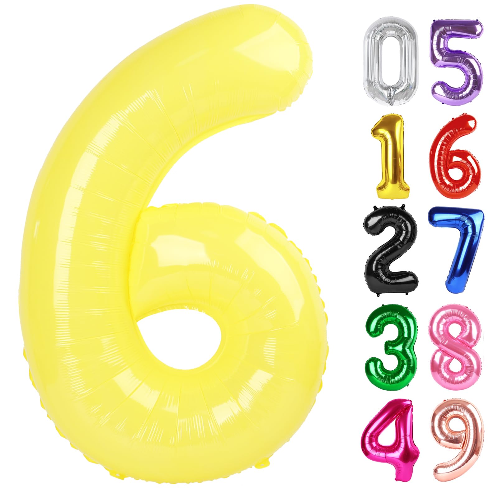 Yellow Number 6 Balloon 40 Inch, 6th Birthday Party Decorations Men Women