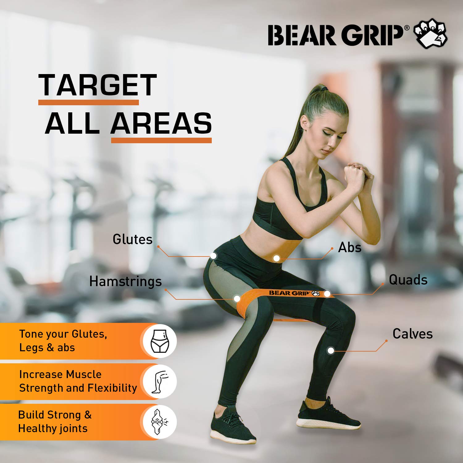 Bear Grip, set di 11 fasce di resistenza, kit per allenamento a casa