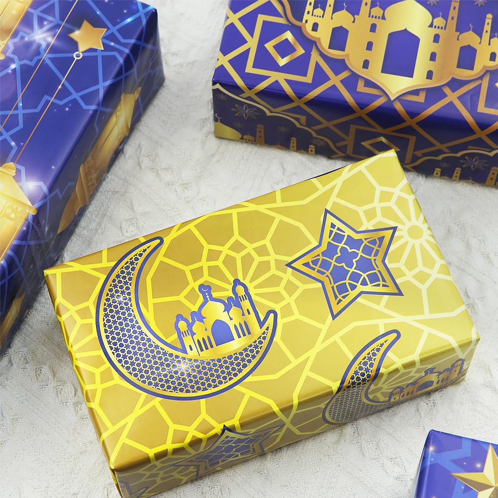 Set De 36 Cartes à Gratter Eid – Motifs Lune, Lanterne, Mosquée – Violet Et Doré