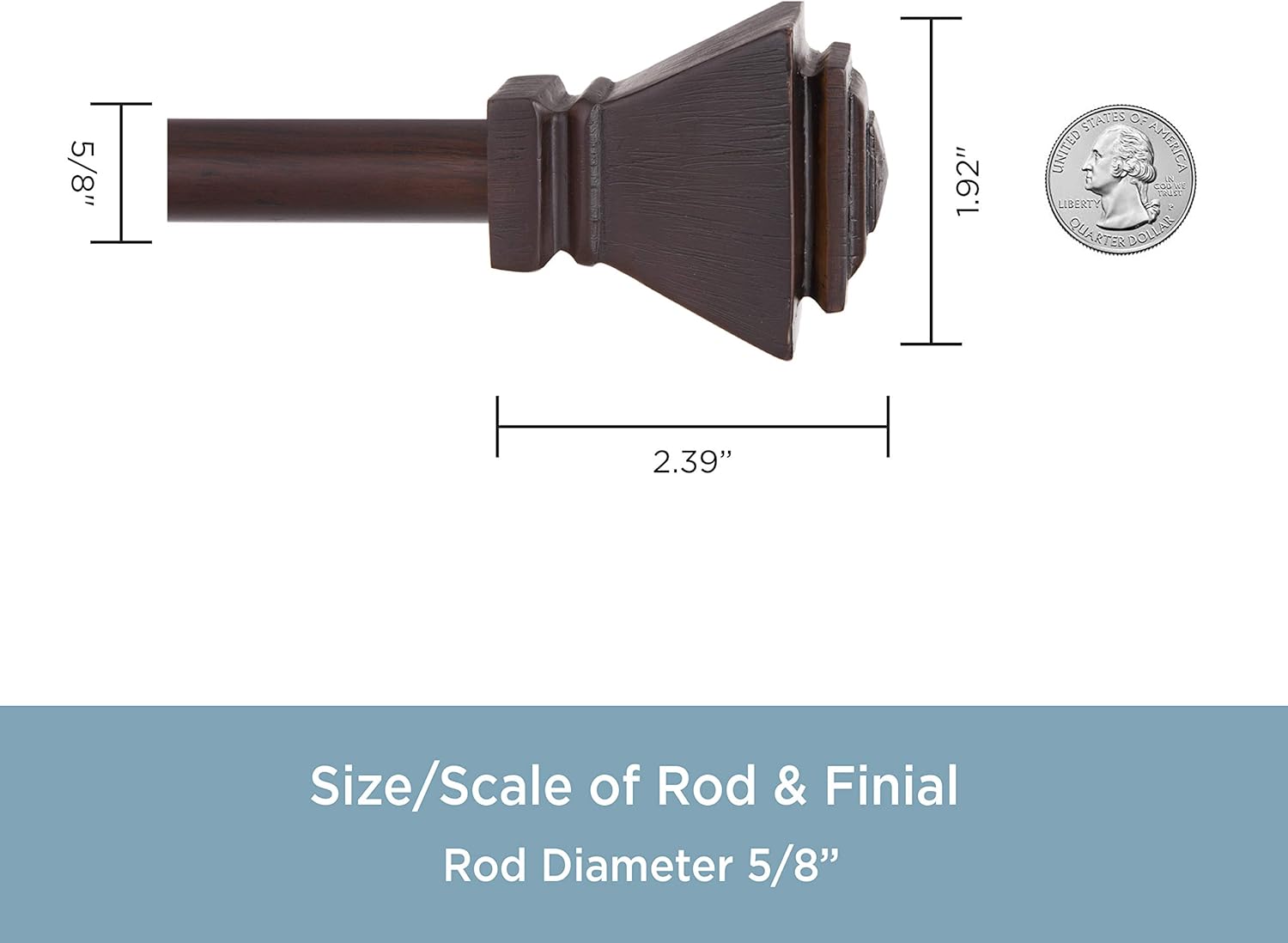 Kenney KN75644 Iverson Square End Standard Decorative Window Curtain Rod, 28-48" Adjustable Length, Espresso Finish, 5/8" Diameter Steel Tube