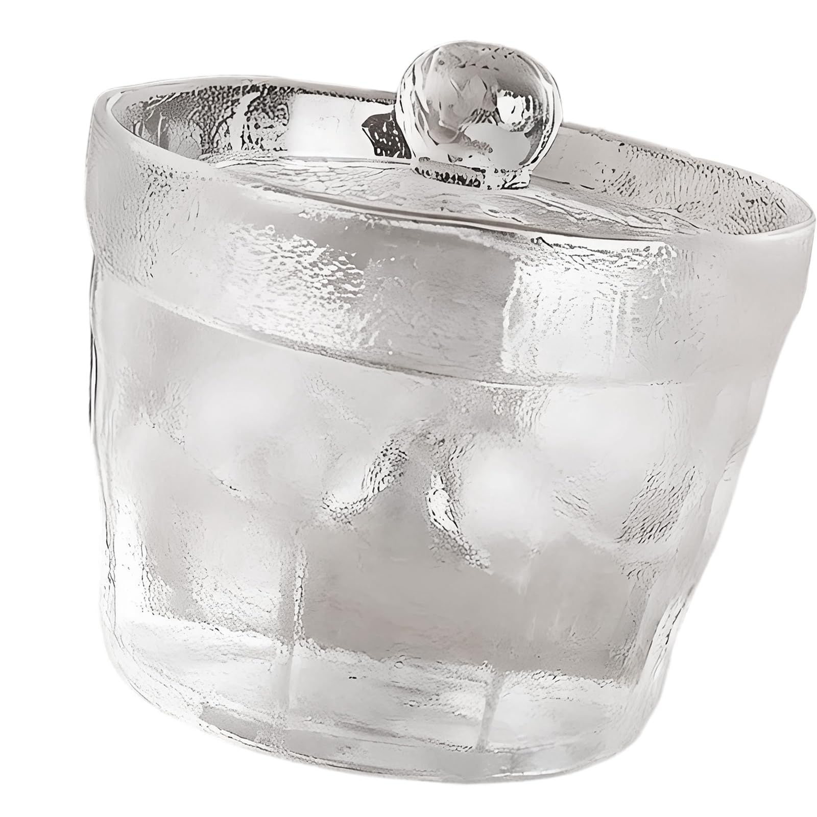 Kaeltsyn Food Safe Fermentation Jar Clear Hammered Glass Overnight Pickle for Storing Kimchi and Preserving Vegetables Hammered Glass Preserve
