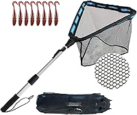 SEASPRO Foldable Telescoping Fishing Net - Lightweight Extendable Handle, Durable Mesh for Kayak, Fly Fishing, Freshwater & Saltwater, 8 Bonus Lures