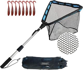 SEASPRO Foldable Telescoping Fishing Net - Lightweight Extendable Handle, Durable Mesh for Kayak, Fly Fishing, Freshwater & Saltwater, 8 Bonus Lures