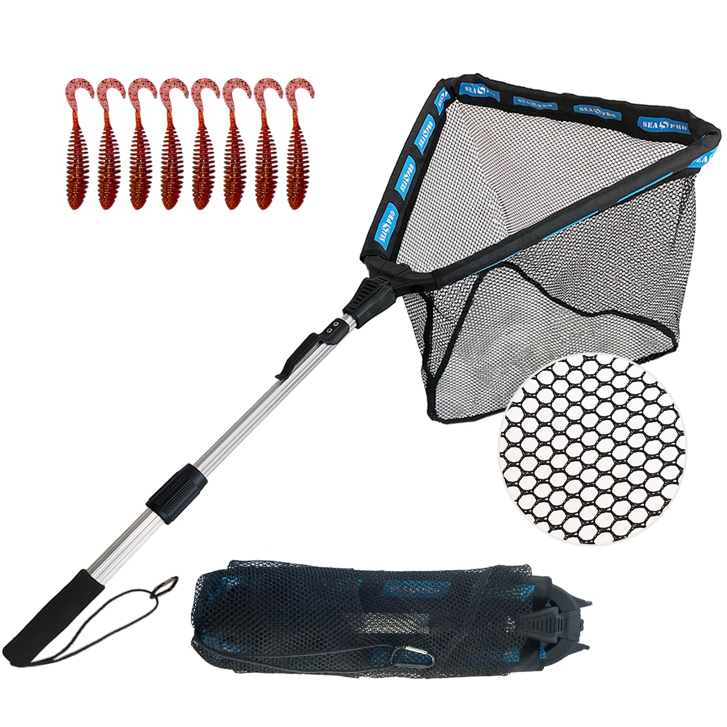 best collapsible fishing net Amazon.com : SEASPRO （Black + Silver ） Fishing Net Fish Landing Net, Foldable  Collapsible Telescopic Pole Handle, Durable Material Mesh (Polyester Fiber  net + Bait) : Sports & Outdoors
