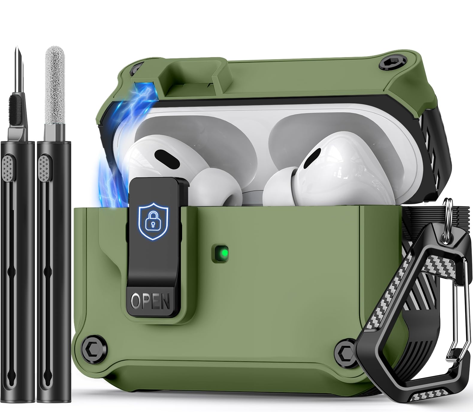 Pohgelan Compatible with AirPods Pro 2nd/1st Case (Dark Green)