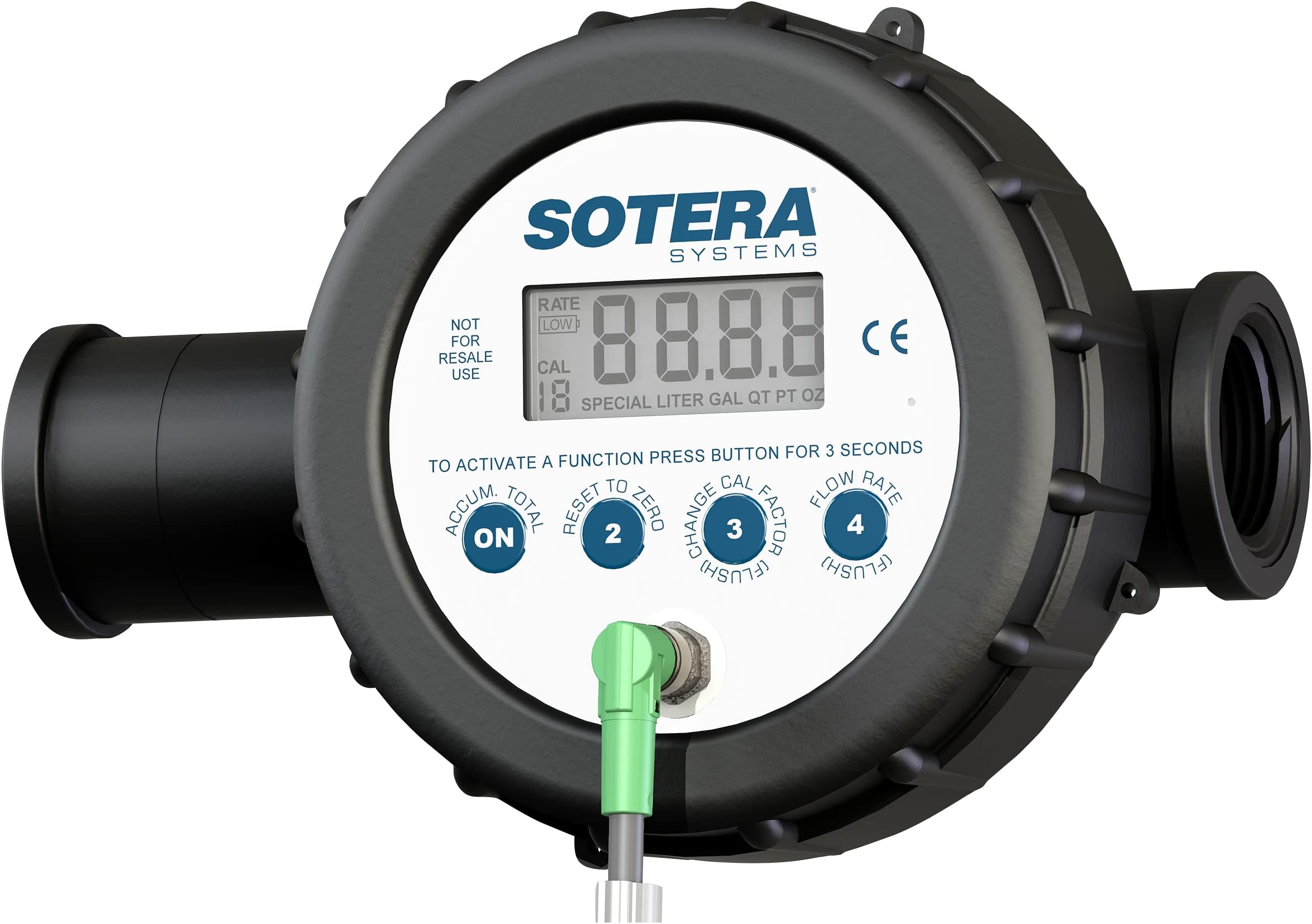 Sotera 850p 1" 2-20 GPM(7-75 LPM) Digital Nutating Disc Poly Chemical Transfer Meter with Air Sensor and Pulse Output, 4-20mA Analog Output, 120 PSI (8.27 bar)