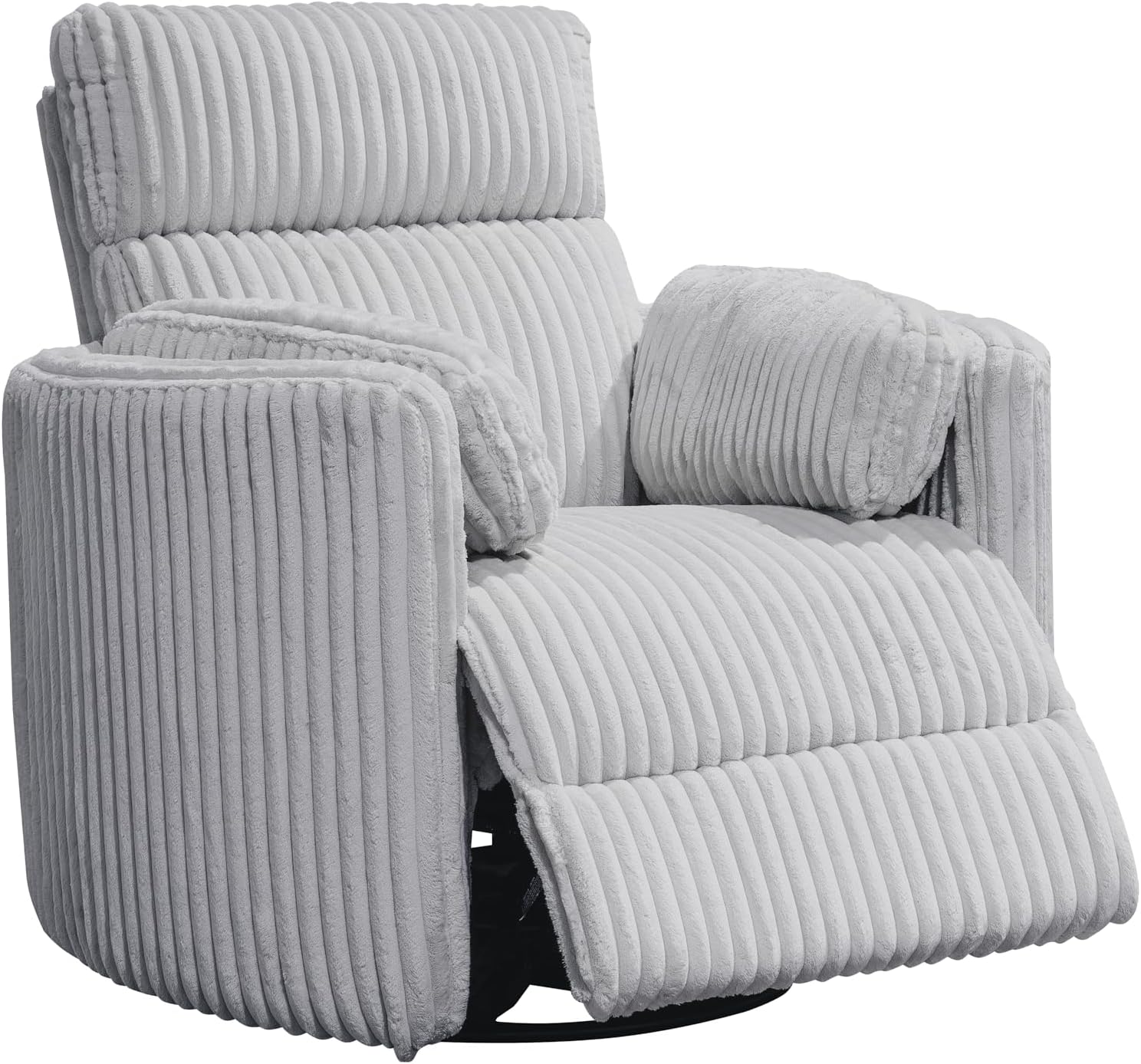 Mega Grey Swivel Glider Recliner with Plush Chenille Upholstery