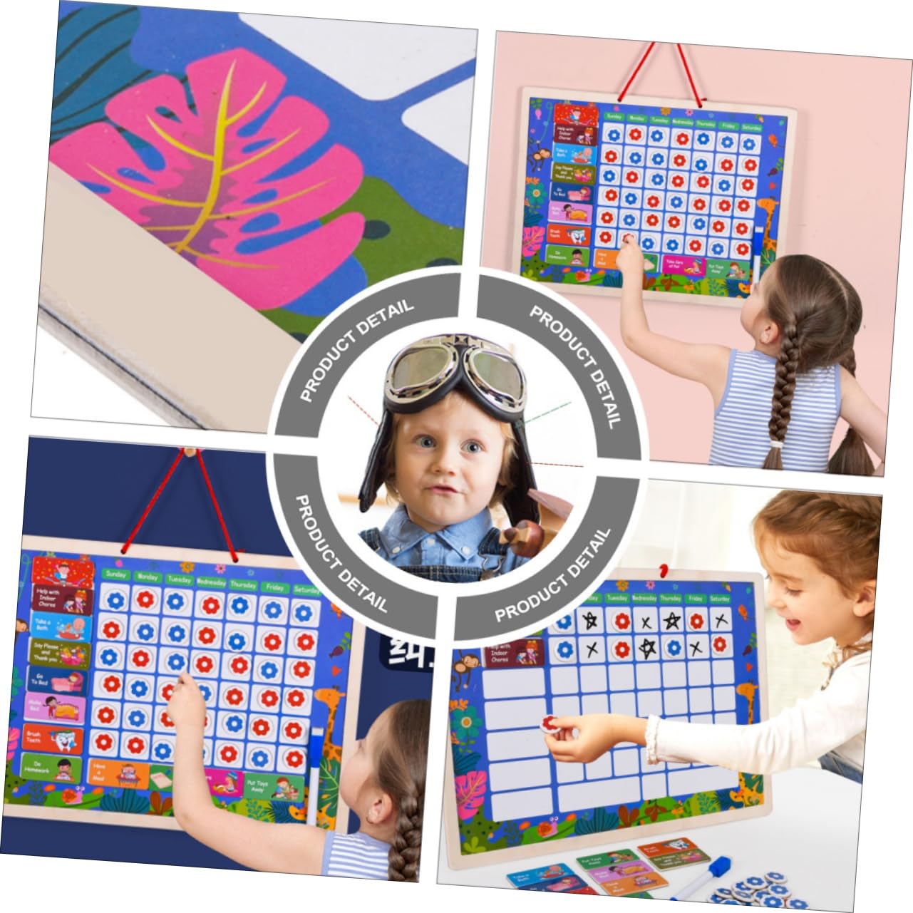 jojofuny Holz Termintafel Für Junge Mädchen Familie Wöchentlich Planer Aufgabentafel Praktische Zeitplan Schreiben Bord Langlebiges Material Kinderfreundlich
