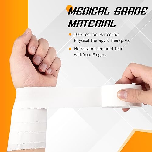 Miniatura 6 de Cinta deportiva deportiva negra, paquete de 4, cinta atlética de 1.5 pulgadas x 45 pies, fácil de rasgar y sin residuos pegajosos, cinta de muñeca