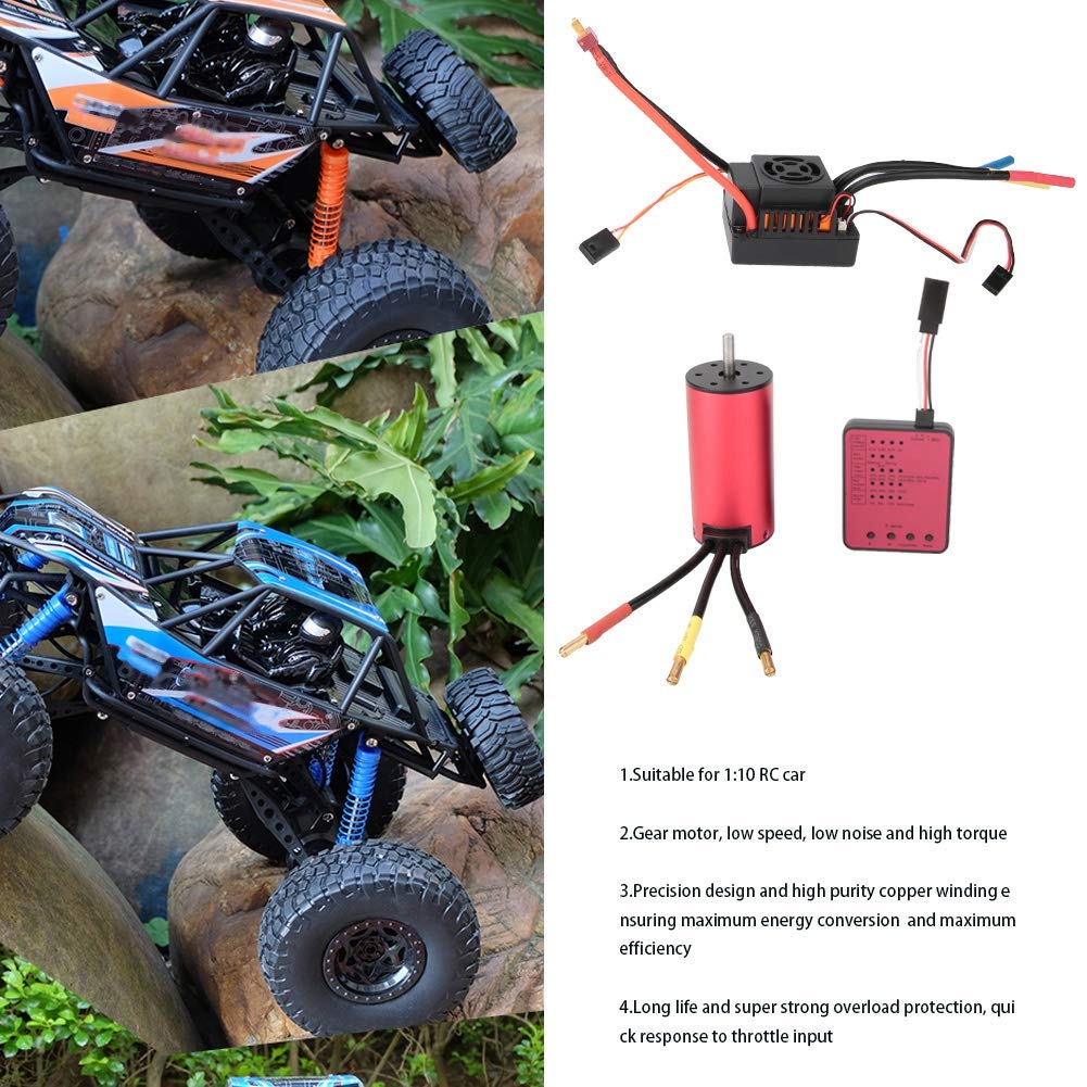 Silnik bezszczotkowy S3674 2250KV, 80a, ESC + płyta programowa, zestaw kombi do samochodu 1/10 RC