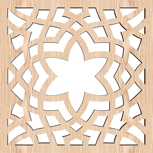 Miniatura 4 de 7 38 pulgadas de ancho x 7 38 pulgadas de alto x 38 pulgadas de alto, paneles de pared de madera con calado decorativo extra pequeño, roble rojo