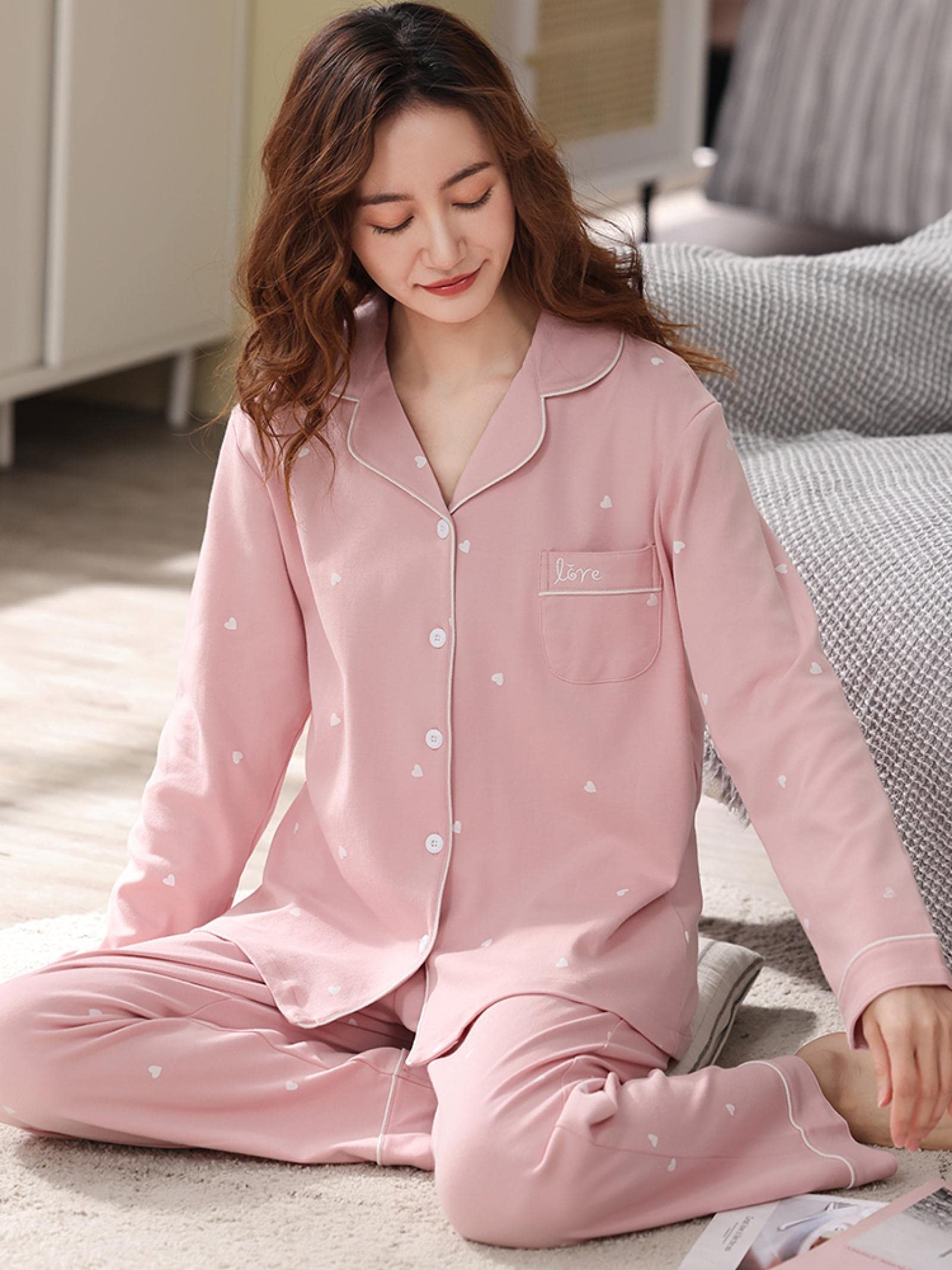Un Pijama Cómodo Pijama Mujer De Pijamas Hombre Conjunto De Pijama De Algodón 100% para Mujer, 2 Piezas, Traje De Dormir, Ropa De
