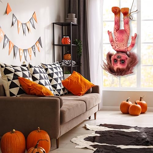 Miniatura 3 de Muñeca de bebé zombi de Halloween, fantasma aterrador, adorno de casa embrujada, adorno colgante para decoración de Halloween (niña, 4.72 x 3.15 x