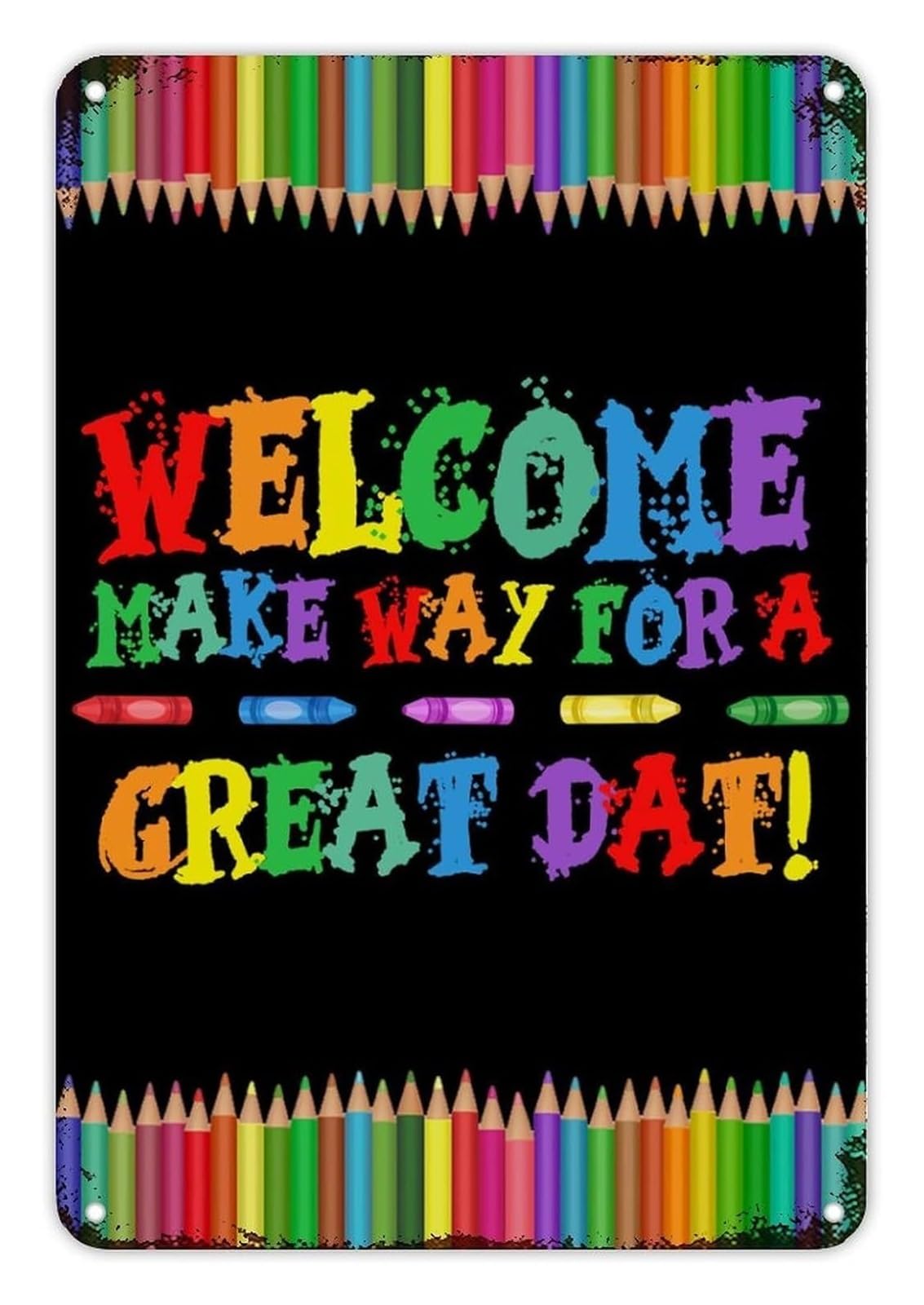 ICYJRFHLTF Back to School Welcome Sign Metal Tin Plaque Boho Rustic Style Colorful Doodles for Classroom Teacher Wall-Art 8 X 12 in