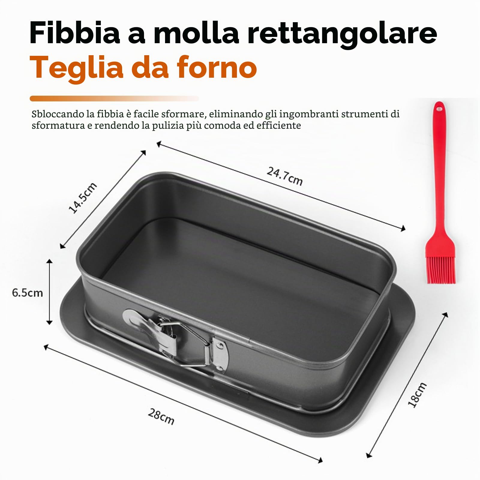 Teglia apribile rettangolare 28 x 18 cm, ispirazione, contenitore rettangolare primaverile, stampo da forno quadrato, a prova di perdite, antiaderente, perfetto per torte e torte