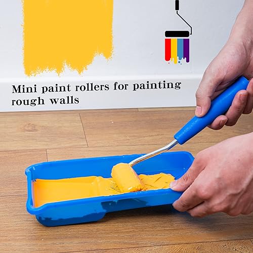 Miniatura 8 de Mister Rui Kit de rodillos de pintura, paquete de 9, cubiertas de rodillo de pintura de microfibra de 2 pulgadas, rodillos de pintura pequeños con
