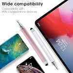 2-in-1 Stylus stylo pour écran tactile, 3pcs Stylos universel de haute précision pour iPad Compatible avec Apple, iPhone, iPad, Android, tablettes Microsoft, téléphones