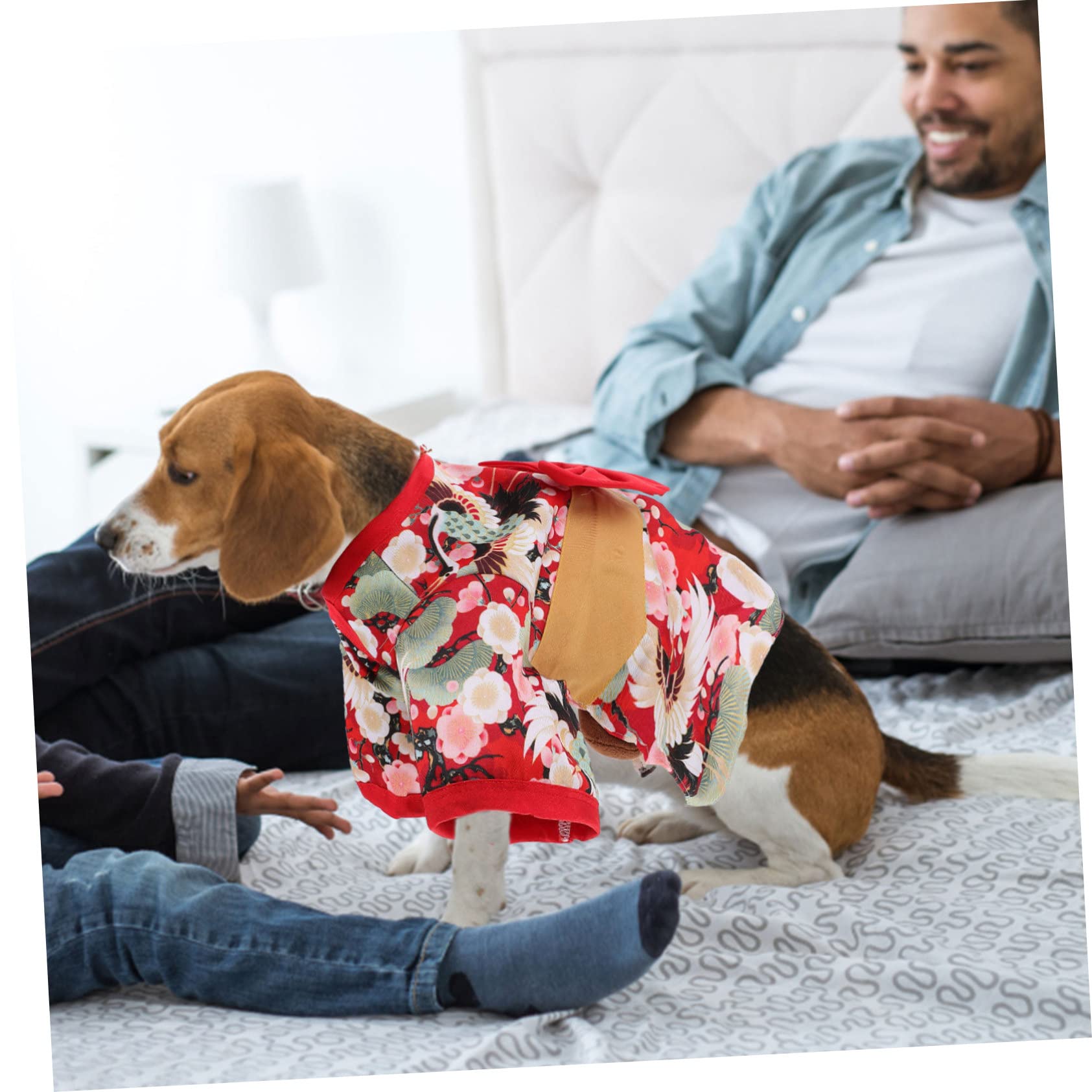 INOOMP 2pezzi Abbigliamento Per Cani Stile Kimono Giapponese Vestito Per Corgi e Altri Cani Costume Festivo Per Natale Compleanni e Occasioni Speciali Facile Da Indossare e Confortevole