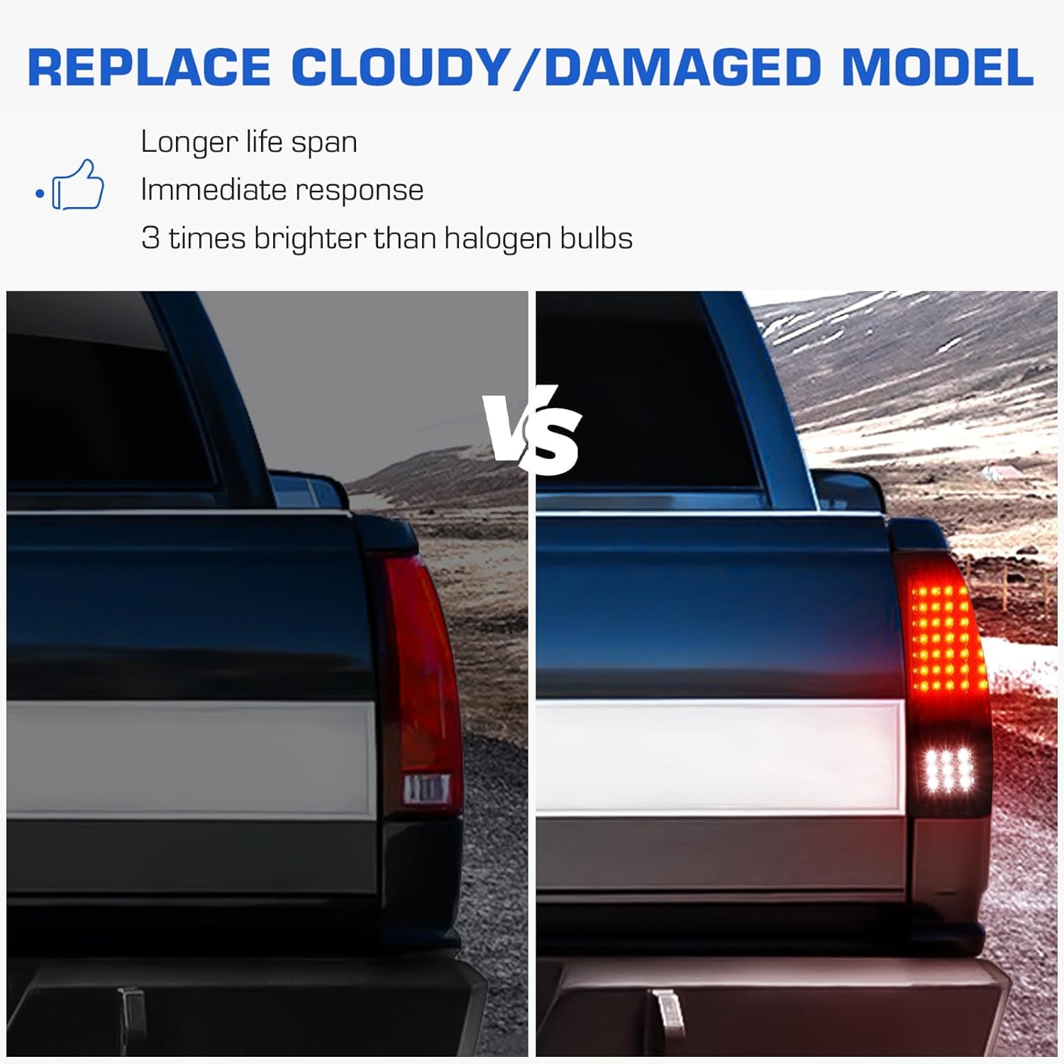 LED Tail Lights Fit for Dodge Ram 1500 2009-2010, 2500 3500 2010, for Ram 1500 2500 3500 2011-2018, 1500 Classic 2019(Only Fit FactoryHalogen Version and 921 Reverse Bulb),Smoke Lens