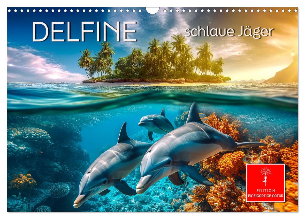Dolphins - clever hunters UK-Version (Wall Calendar 2026 DIN A3 Landscape), CALVENDO 12 Month Wall Calendar — image 1