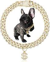 Vista 7 de Collar de oro para perro de 0.551 in/0.787 in, cadena de eslabones cubanos de circón, hecha a mano, diamantes de 14 quilates y 18 quilates, dije