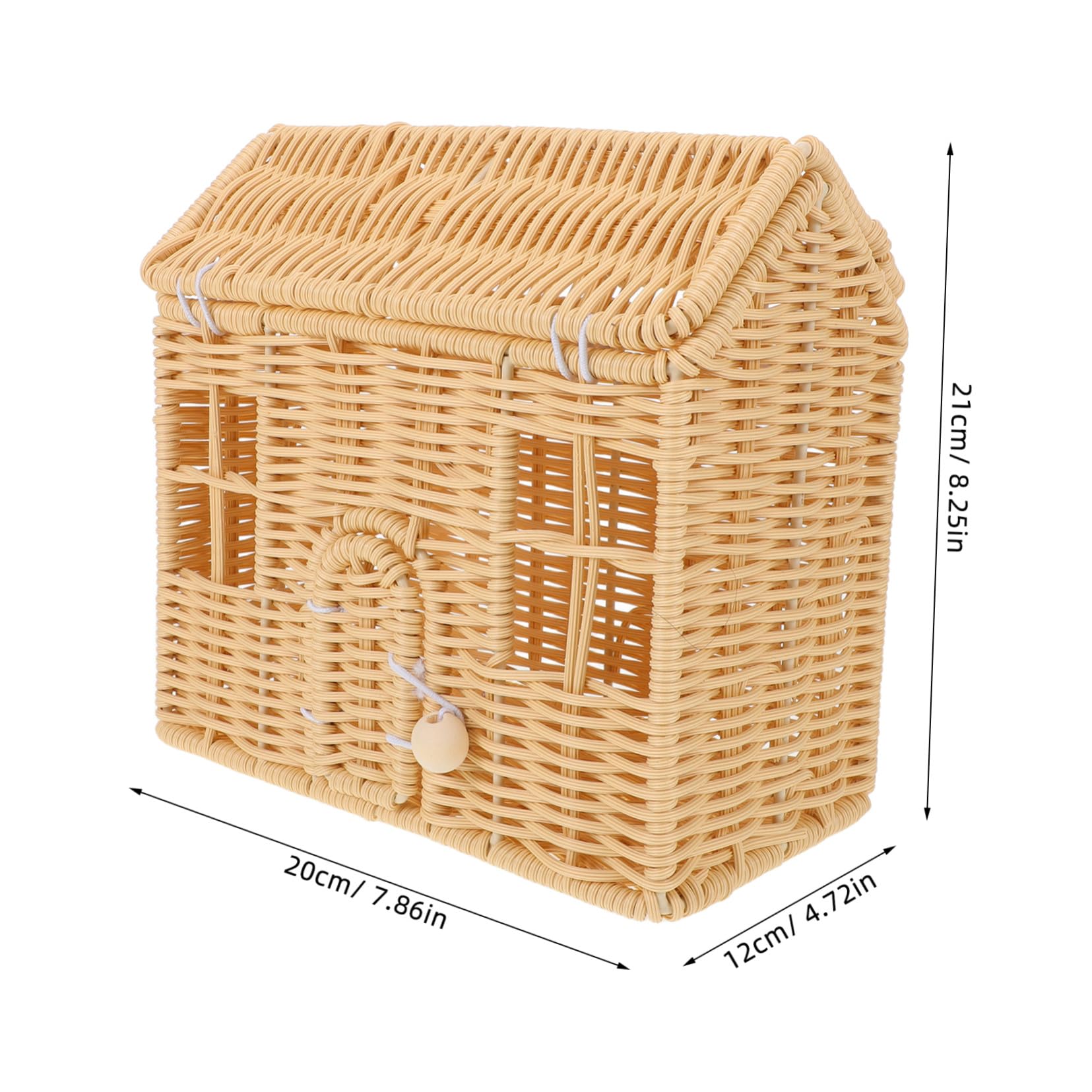 SOIMISS Cesta de Dulces Navideña Tejida Mano con Asa de Canasta de Casa de Ratán Imitación para Dulces y Regalos Decoración de Shower Canasta de Almacenamiento