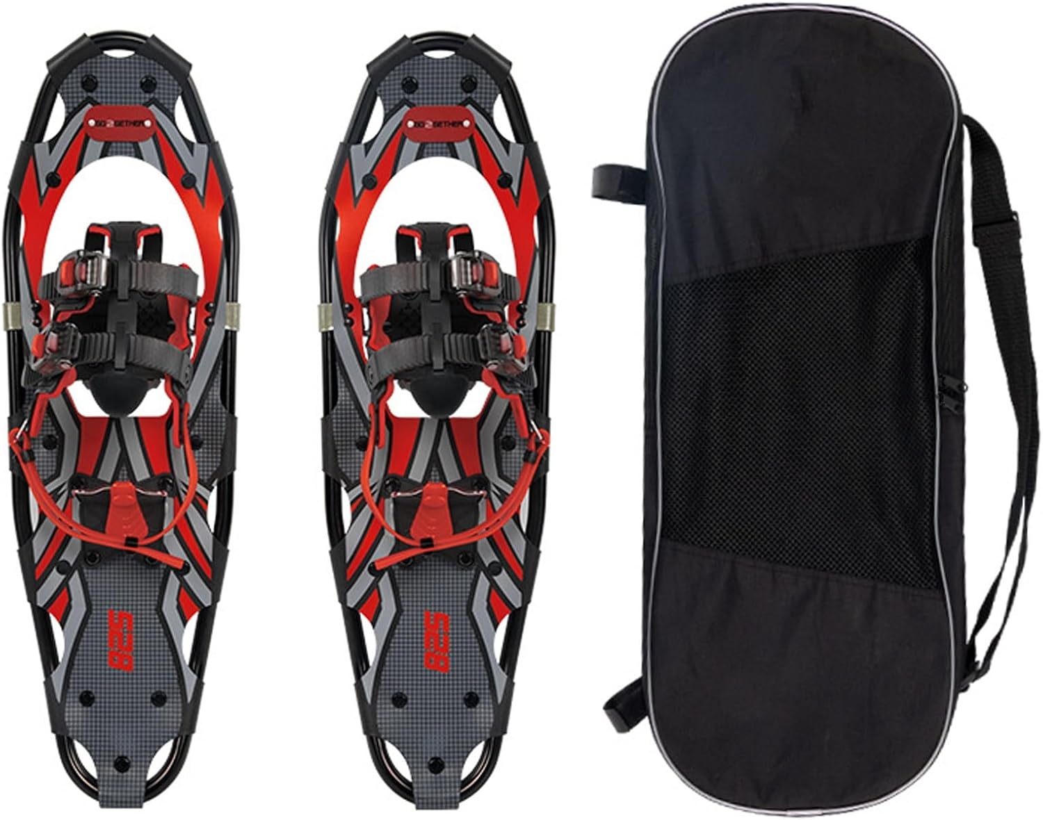 21/25/30 Inch Weight Snowshoes Snow Shoes Cross Country Skis Heel Lift Toe Box for Women Men Youth Carrying Bag Snow Baskets(赤,821)